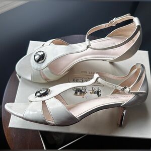 COACH off White Patent Leather Sandals